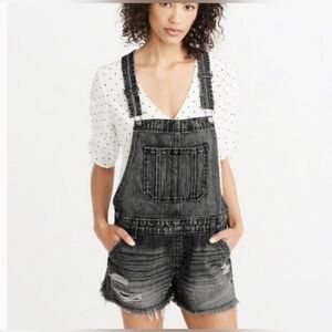 Abercrombie denim overalls/shorts. Black distressed Excellent Condition. Size S
